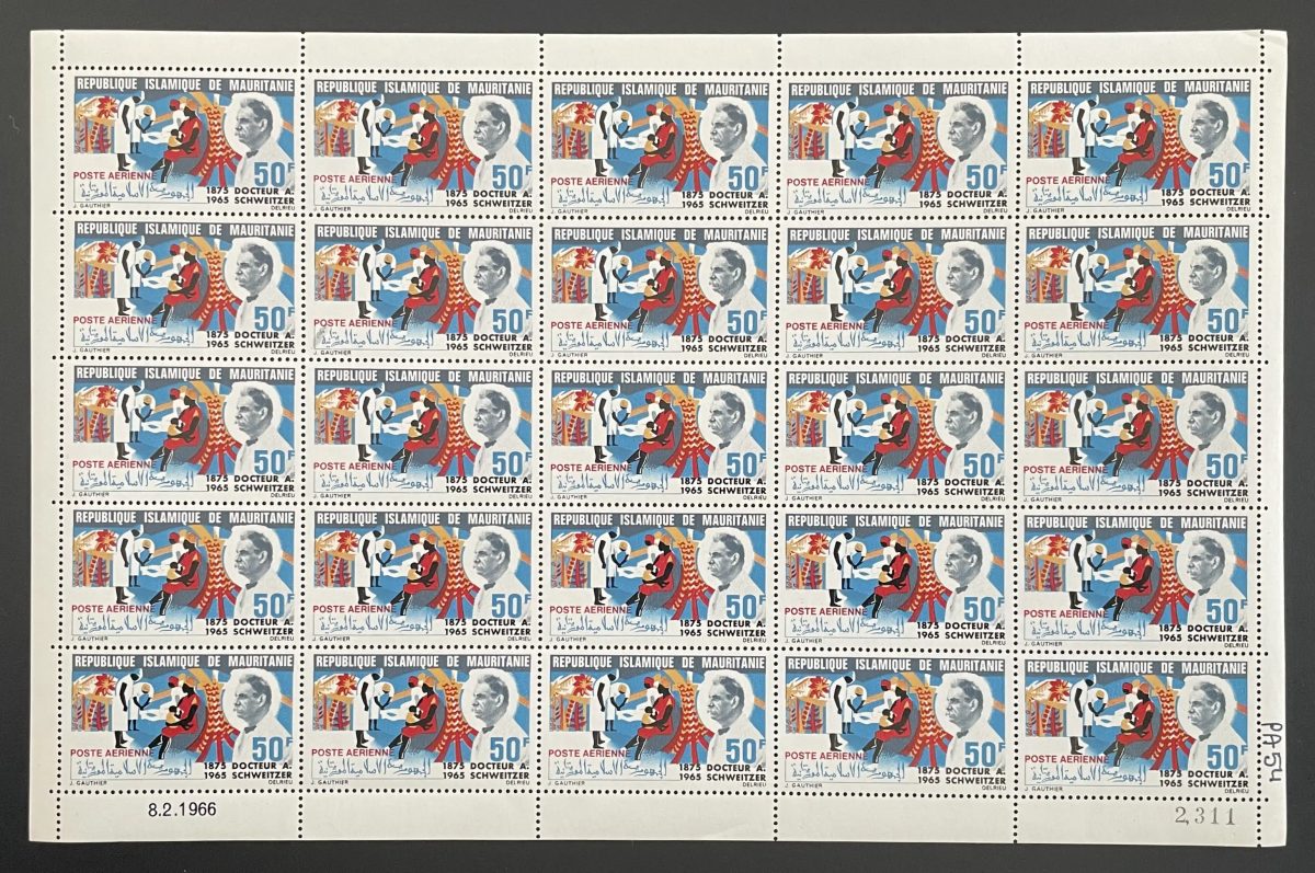 Mauritania 1966 YT PA 54 sheet Albert Schweitzer airmail
