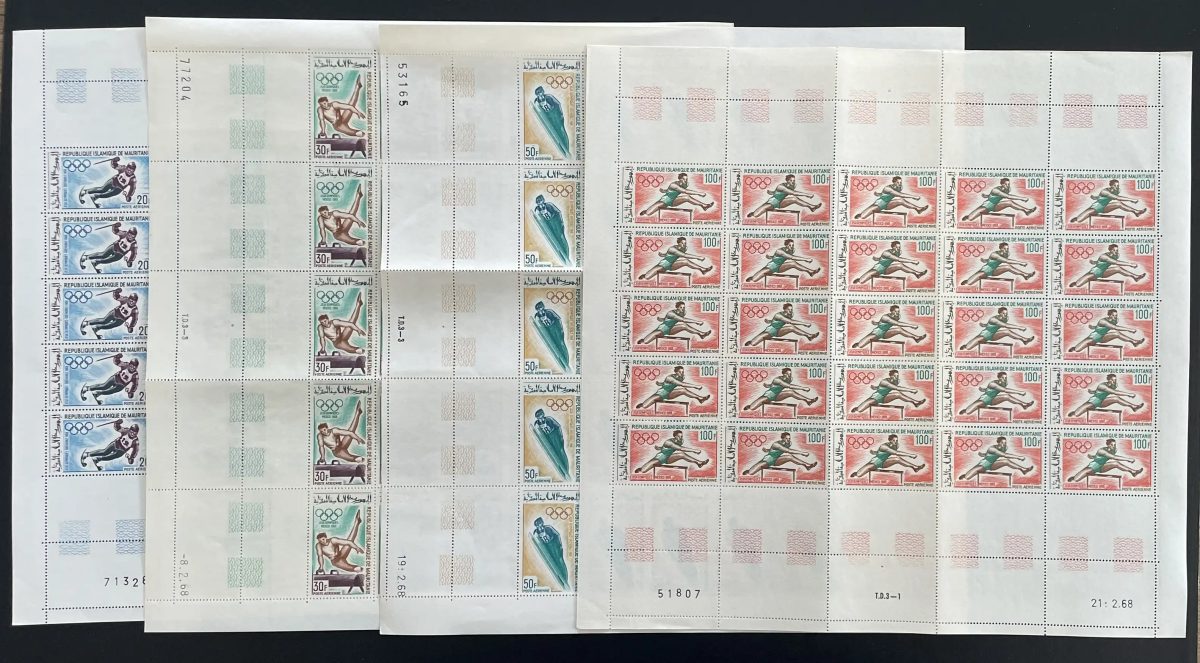 Mauritanie 1968 YT PA 73-76 planche Jeux Olympiques Grenoble Mexico