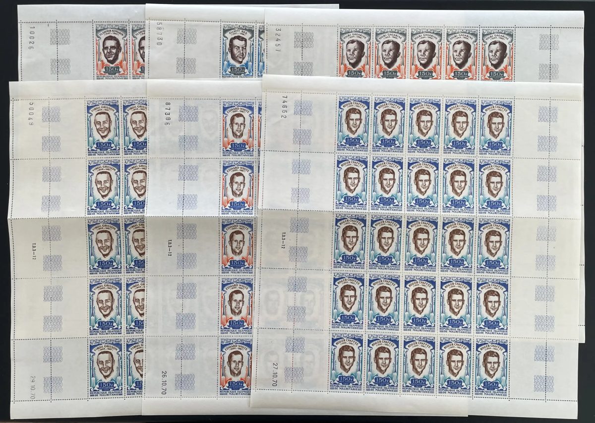 Mauritanie 1970 YT PA 102-107 planche astronautes Gagarine espace
