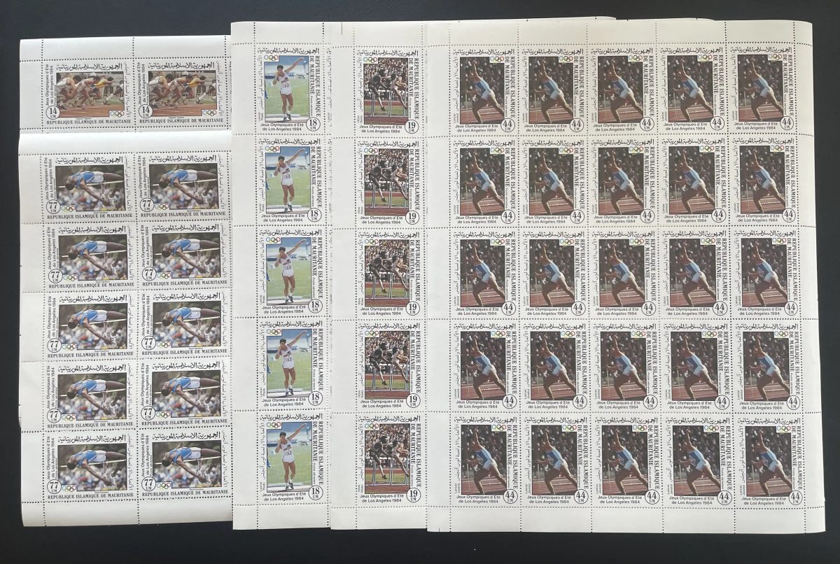 Mauritanie 1984 YT PA 218-222 planche Jeux Olympiques Los Angeles athlétisme