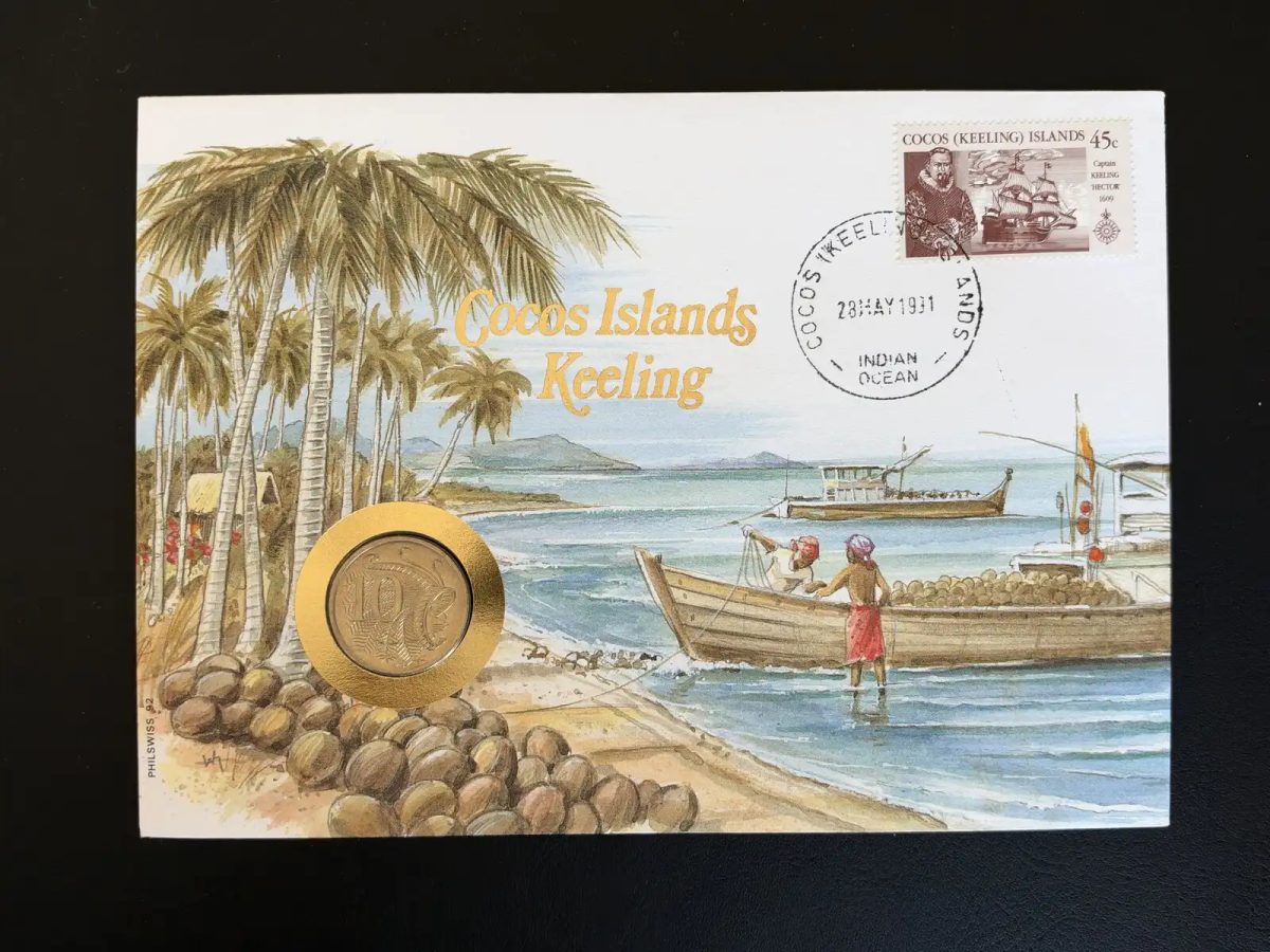 Cocos Keeling Islands enveloppe numismatique 10c 1991 Philswiss