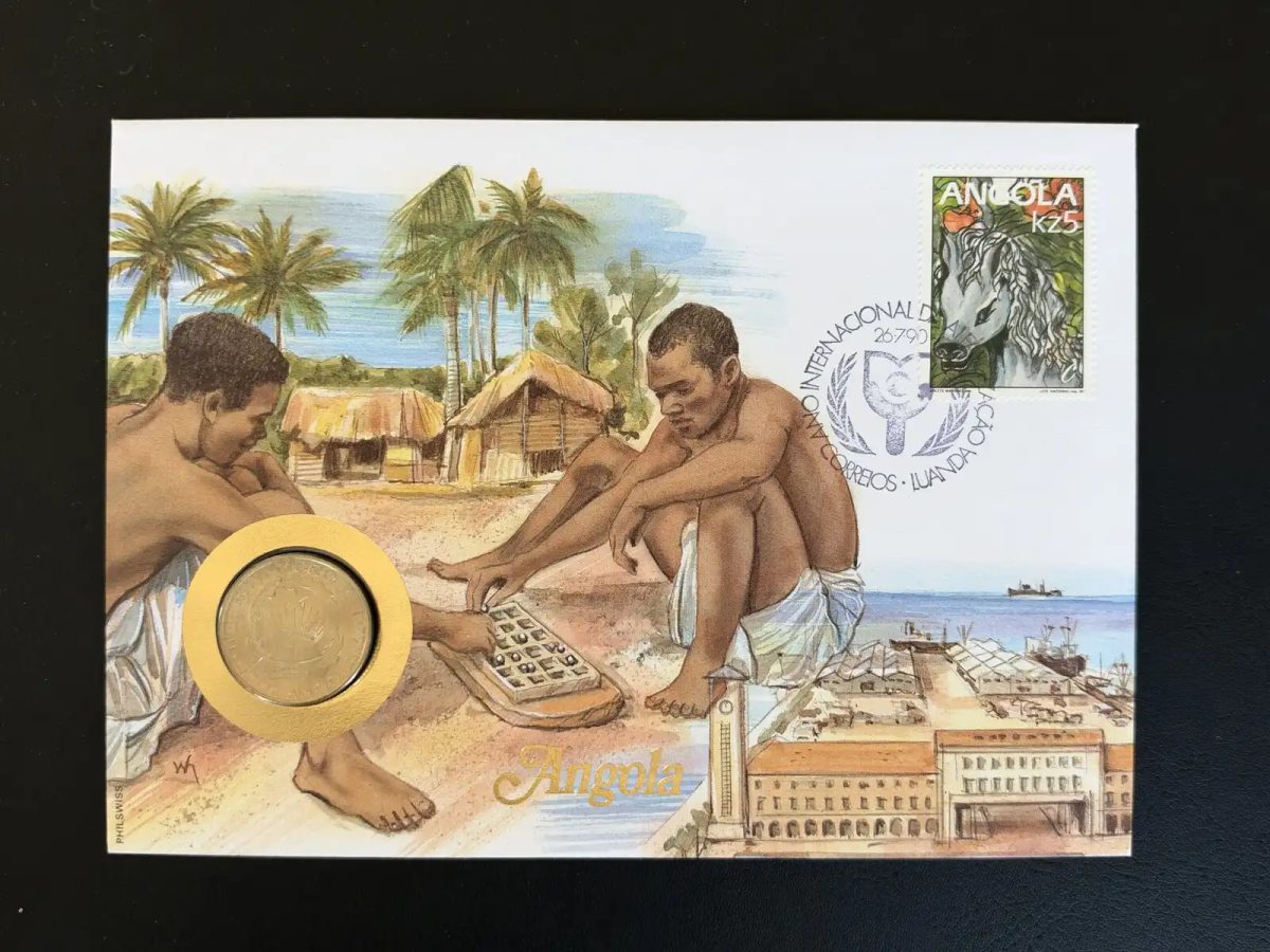 Angola enveloppe numismatique Philswiss 1990 timbre Kz5 Luanda