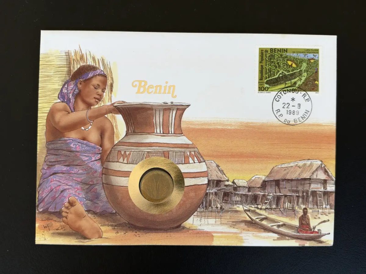Benin Numismatik-FDC-Umschlag 1989 Cotonou Wanderheuschrecken