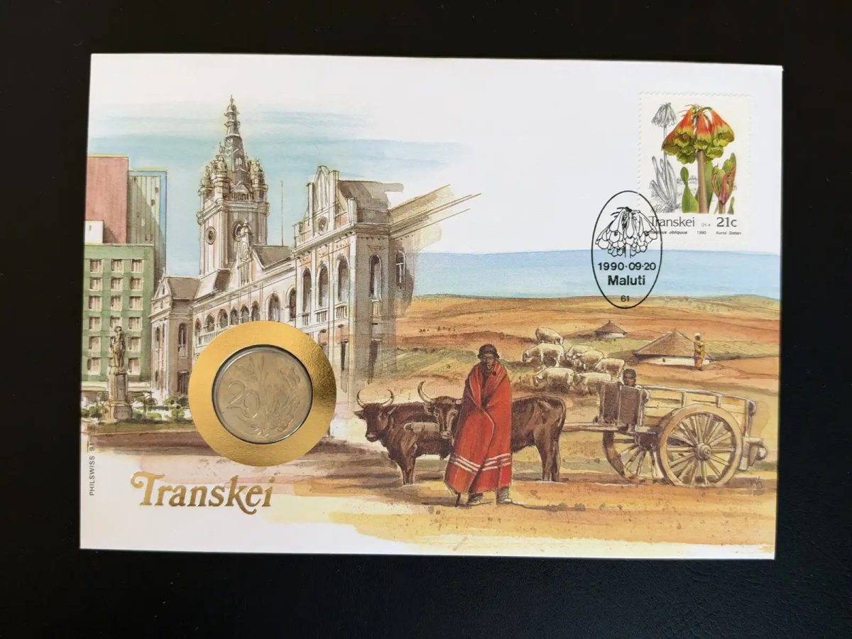 Transkei 1990 enveloppe numismatique Philswiss timbre flore 21c