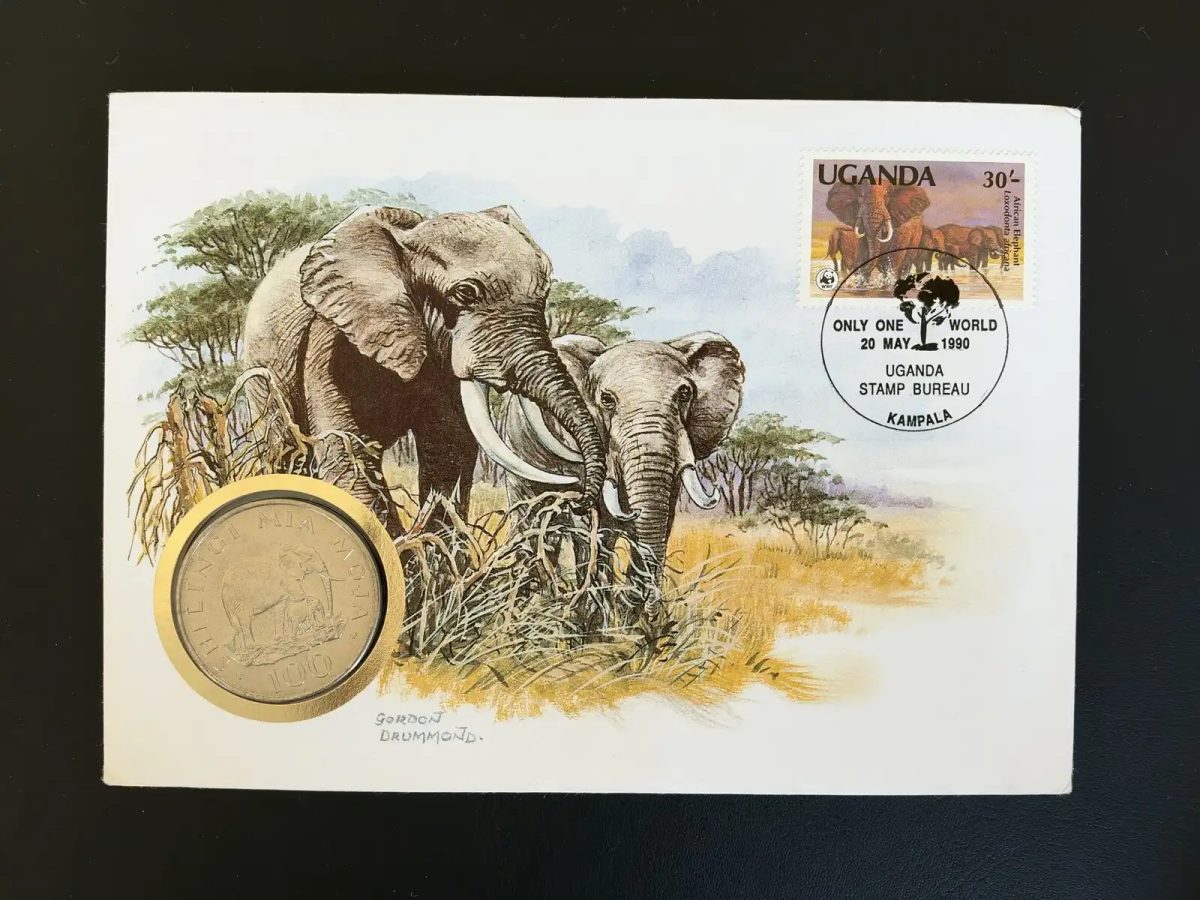 Uganda 1990 Numismatik-FDC Afrikanischer Elefant WWF Kampala