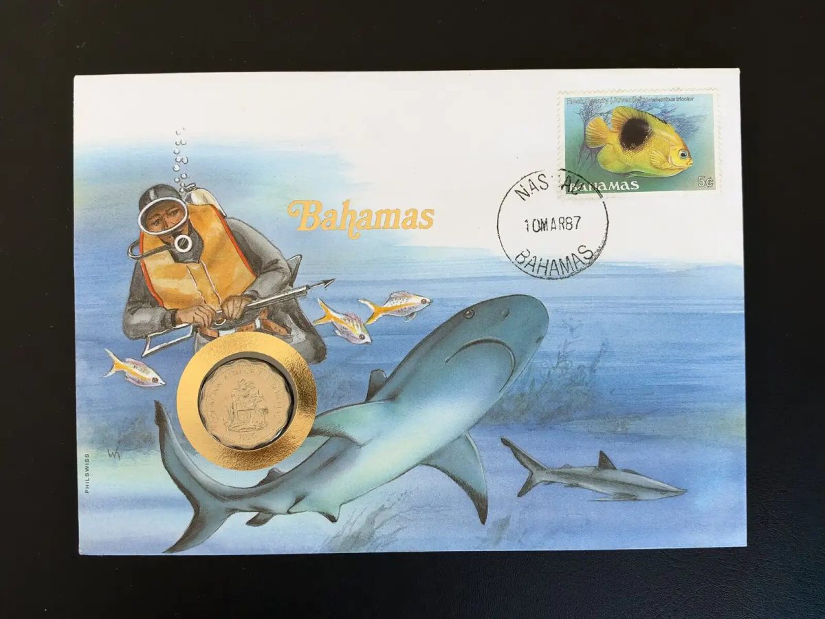 Bahamas 1987 Numisbrief Philswiss Fischmarke 5c