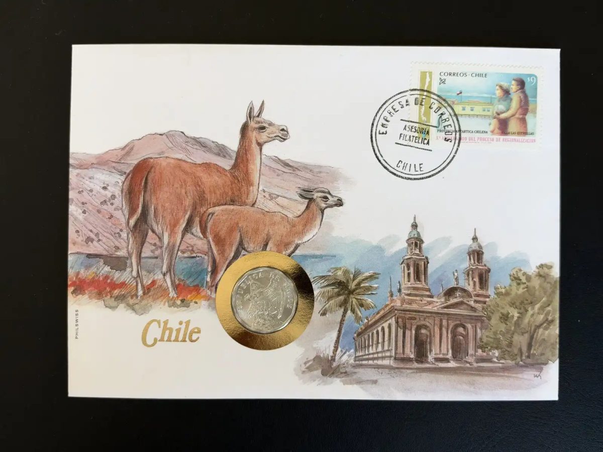 Chile Numisbrief Philswiss Lama Münze Antartica Chilena Correos