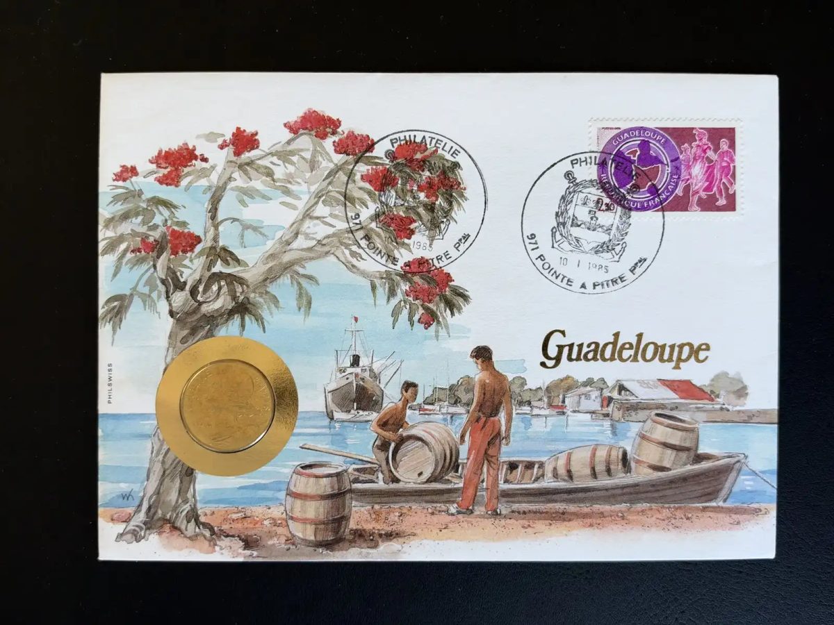 Enveloppe numismatique Guadeloupe Pointe à Pitre 1985 Philswiss
