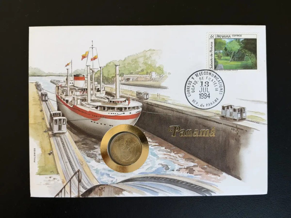 Panama 1984 Numisbrief Philswiss Kanal Schiff