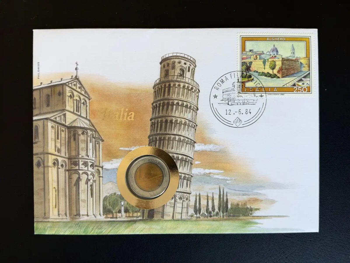Enveloppe numismatique Philswiss Italia Alghero 250 lire 1984
