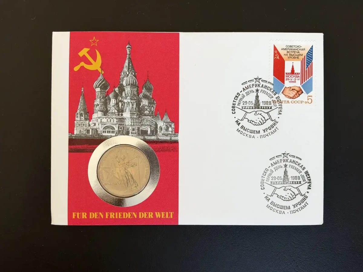 URSS 1988 Numisbrief sommet soviéto-américain Moscou FDC médaille