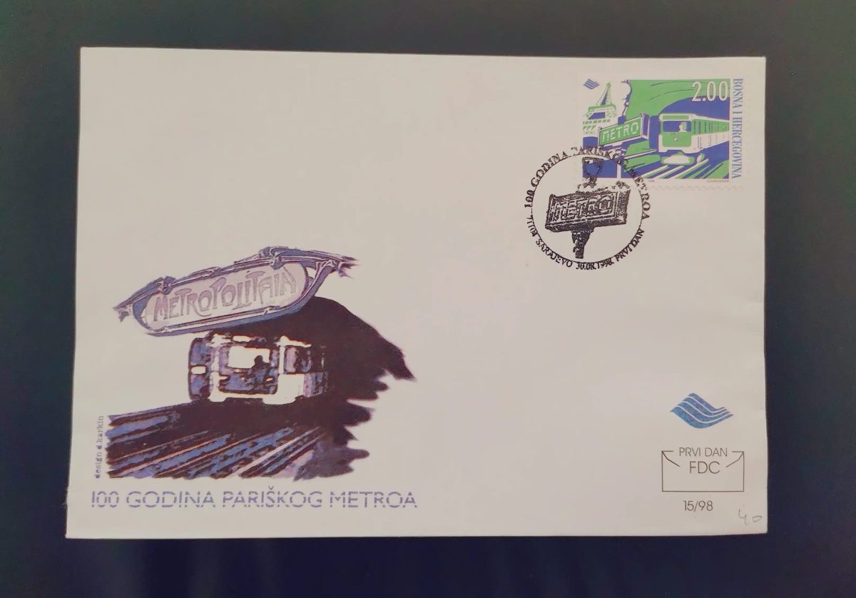 Bosnie Herzégovine FDC 1998 Centenaire Métro Paris Metropolitain