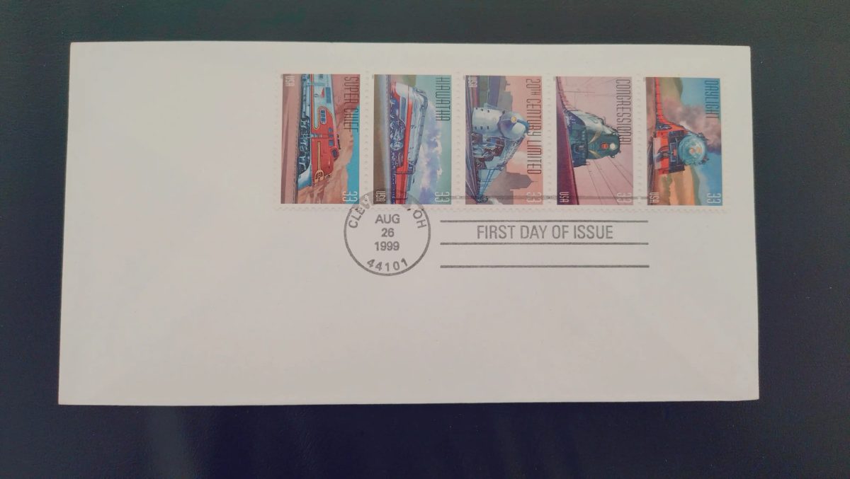 USA 1999 FDC Trains célèbres locomotives 33c bande de 5 Cleveland OH