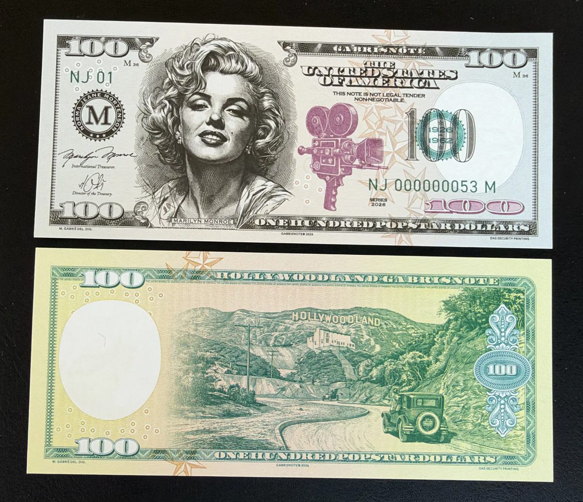 Matej Gabris Billet fantaisie 100 Popstar Dollars Marilyn Monroe 2026