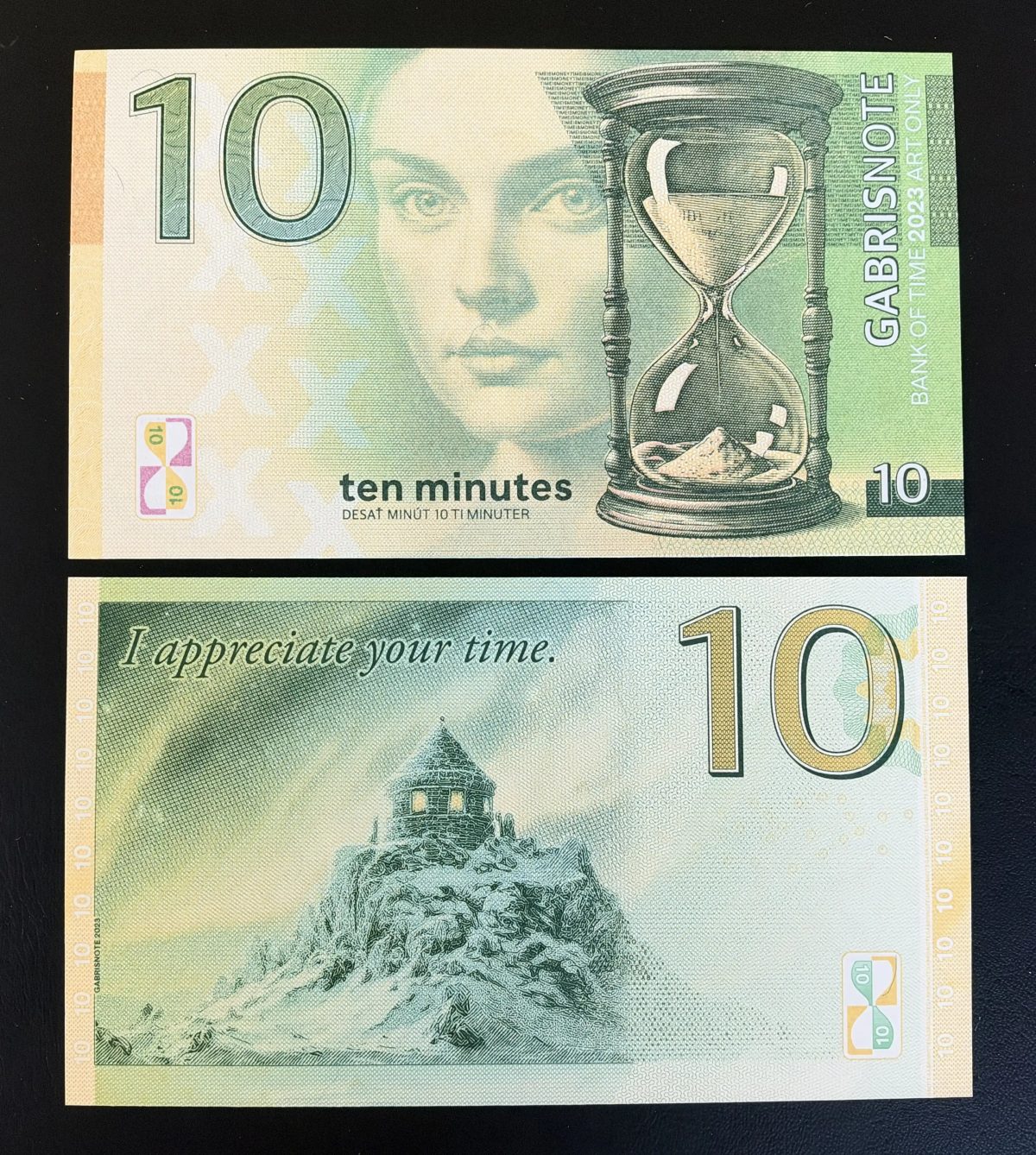 Matej Gabris Gabrisnote 10 Minutes Bank of Time 2023 Billet Fantaisie Sablier