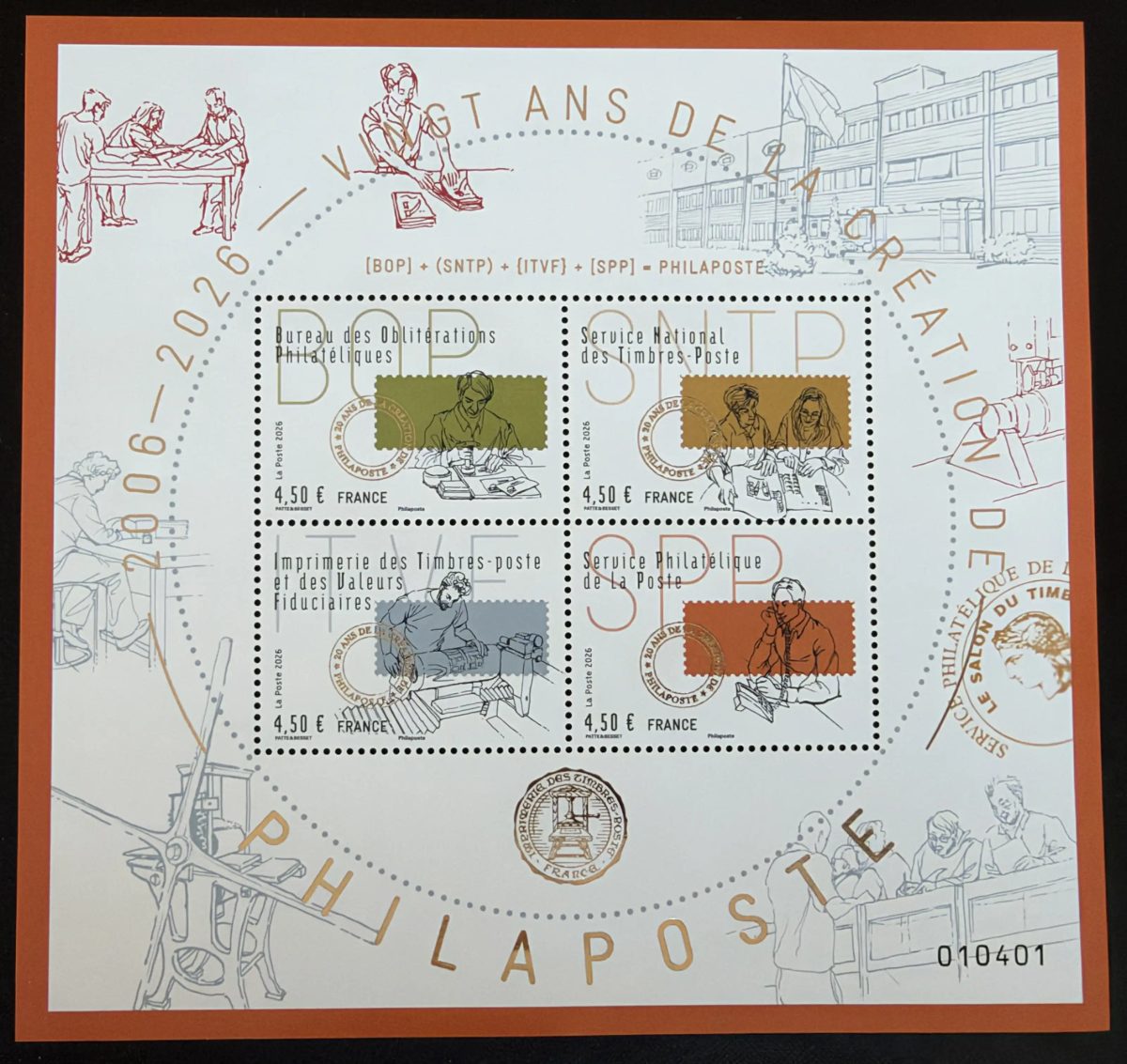 Frankreich 2026 Block Philaposte 20 Jahre BOP SNTP ITVF SPP Auflage 12.000