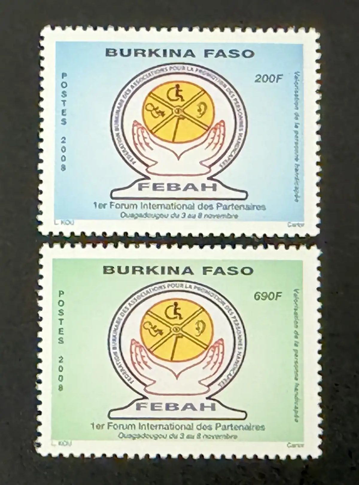 Burkina Faso 2008 Mi. 1917-1918 FEBAH Forum International Partenaires