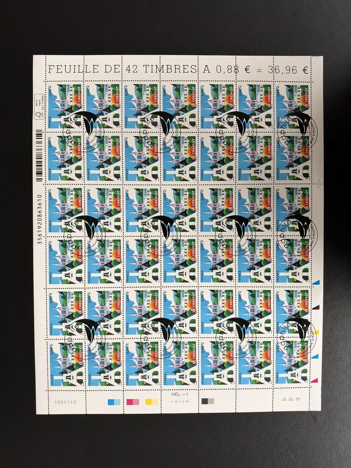 France 2019 YT 5345 planche oblitération ADPHILE Le Creusot Bourgogne