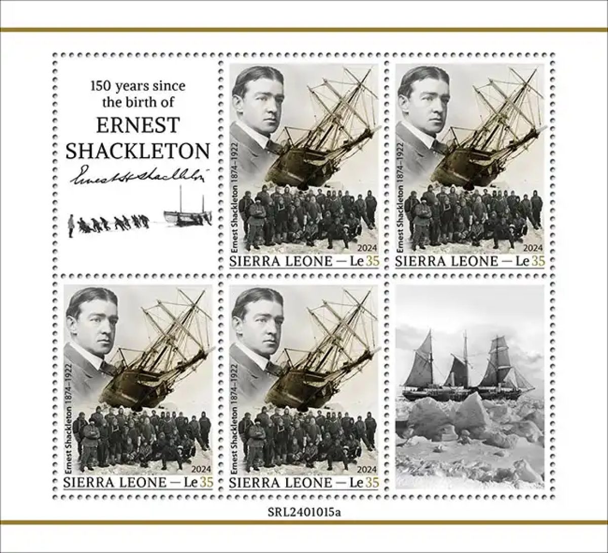 Sierra Leone 2024 Mi. 18681 feuillet Shackleton explorateur Antarctique