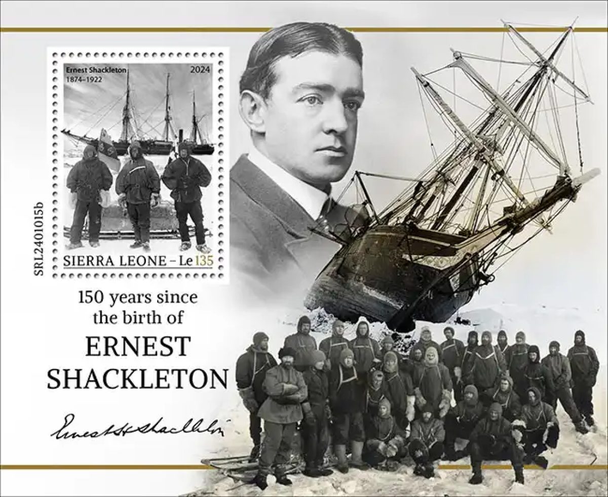 Sierra Leone 2024 Mi. Bl. 3247 bloc Shackleton explorateur Antarctique