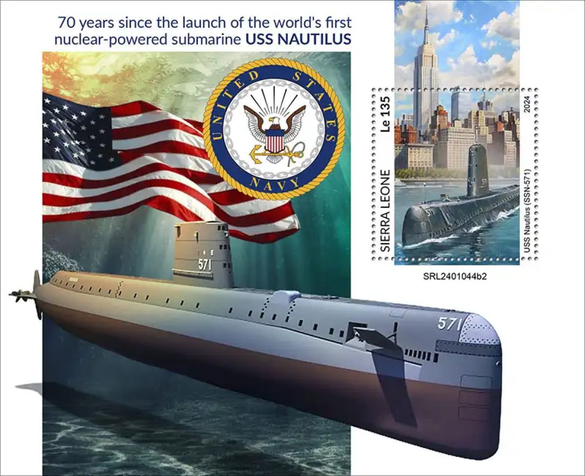 Sierra Leone 2024 Mi. Bl. 3230 bloc USS Nautilus sous-marin nucléaire