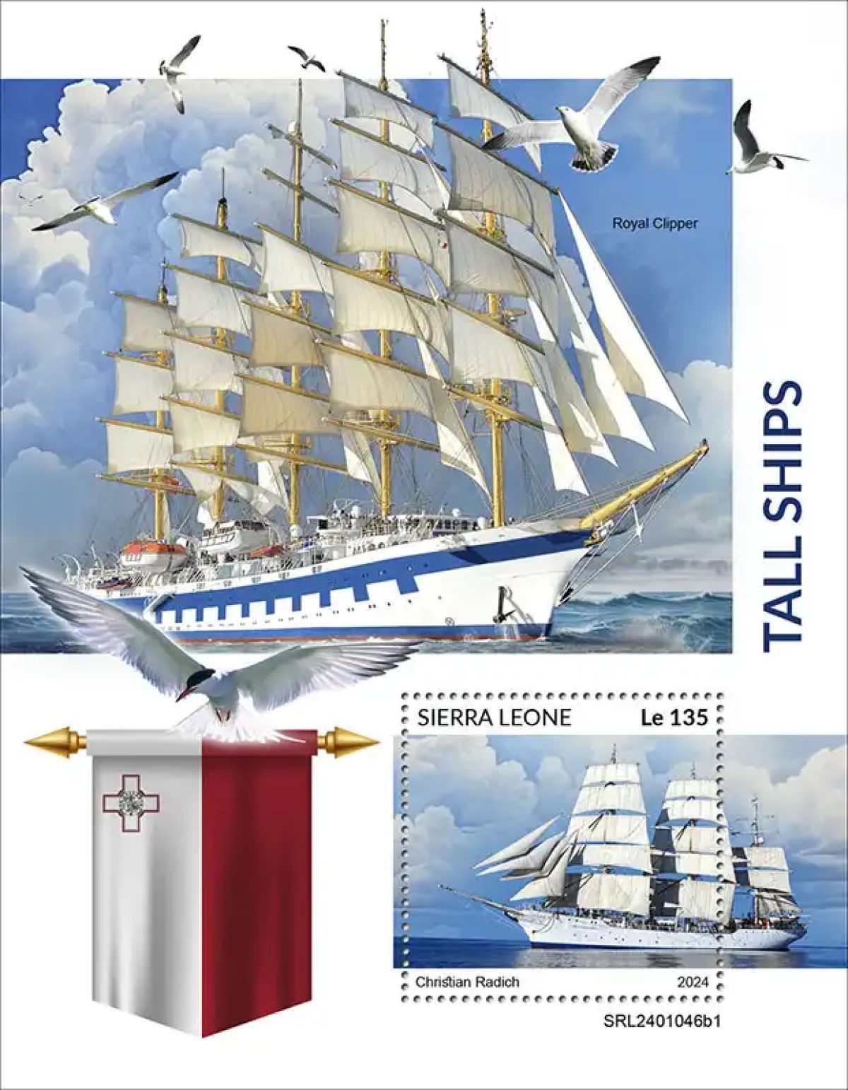 Sierra Leone 2024 Mi. Bl. 3243 bloc grands voiliers Kruzenshtern