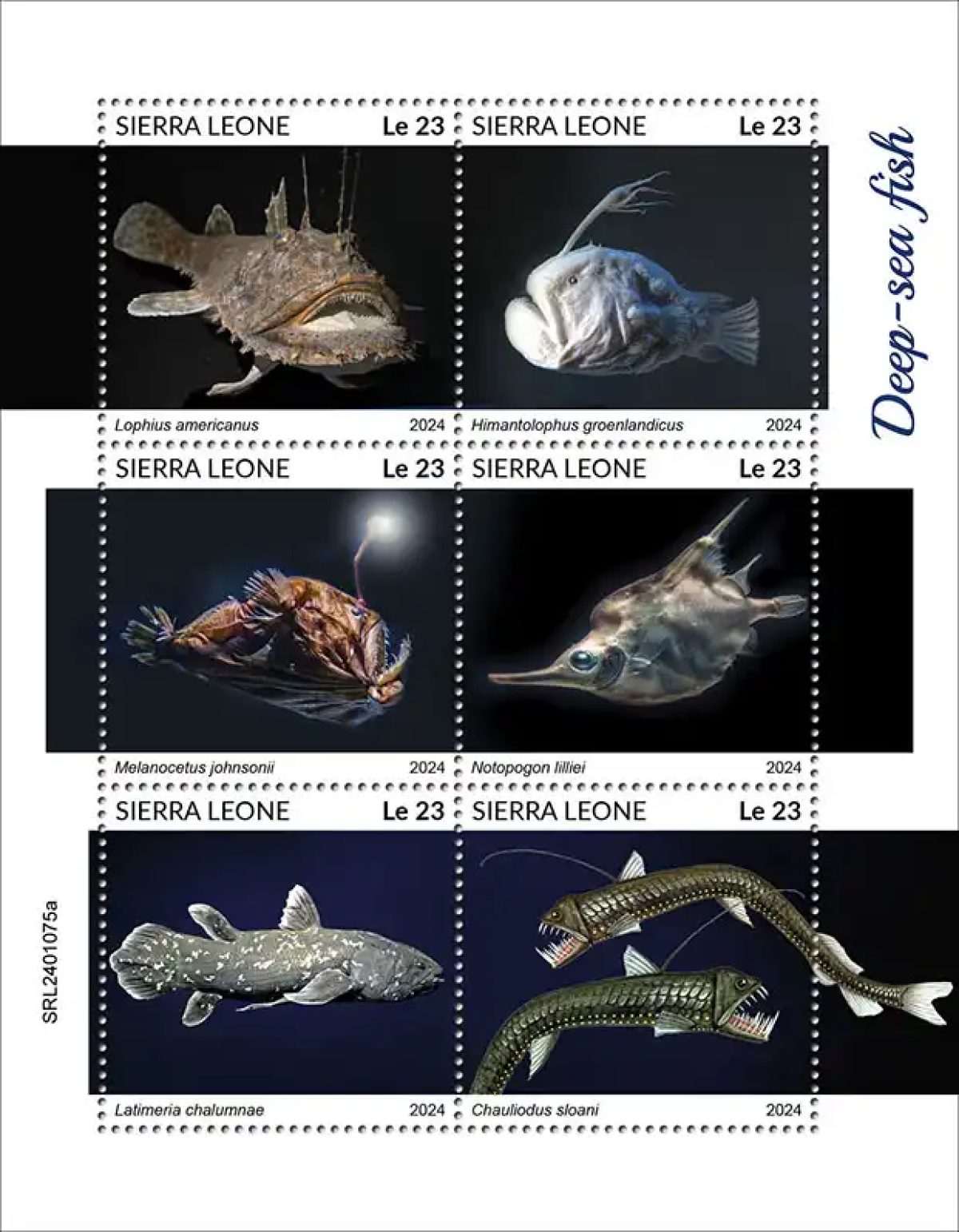Sierra Leone 2024 Mi. 18092-18097 feuillet poissons des abysses
