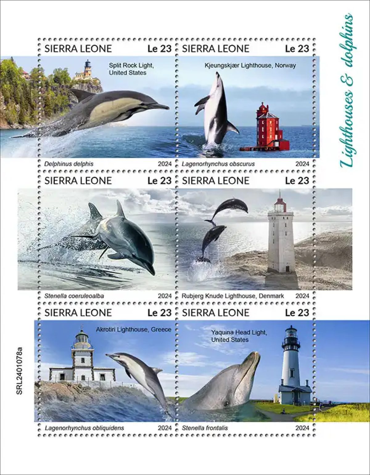Sierra Leone 2024 Mi. 18116-18121 feuillet phares dauphins