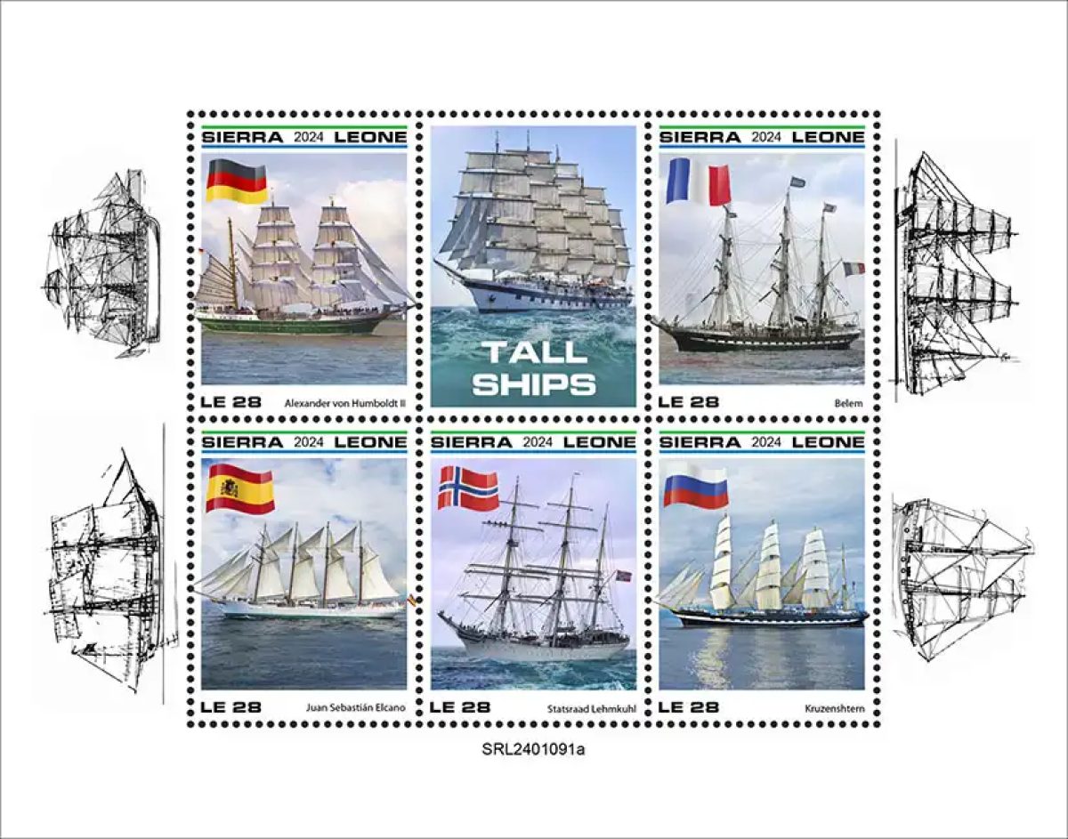 Sierra Leone 2024 Mi. 18625-18629 feuillet grands voiliers Belem