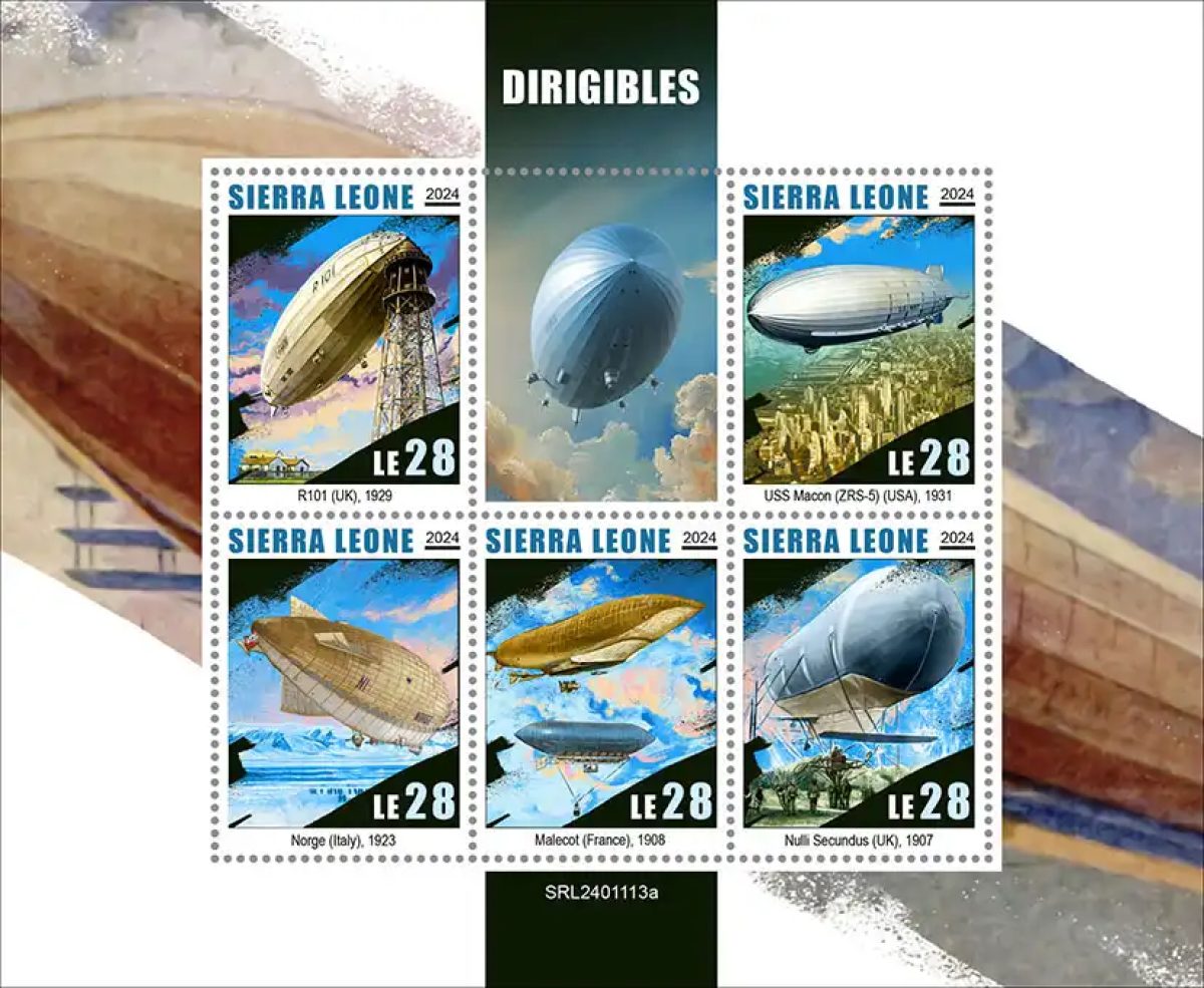 Sierra Leone 2024 Mi. 18560-18564 feuillet dirigeables zeppelins