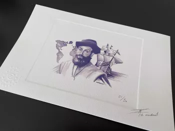 Epreuve d'artiste "Fernão de Magalhães" numérotée et signée