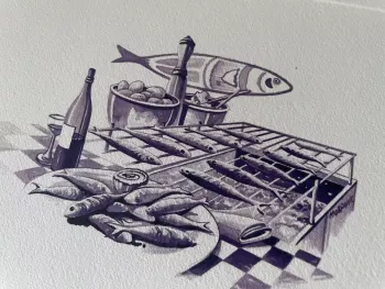 Prova de artista "Sardinhas" numerada e assinada