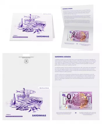 Encart billet peint à la main par Thierry Mordant "Sardinhas"