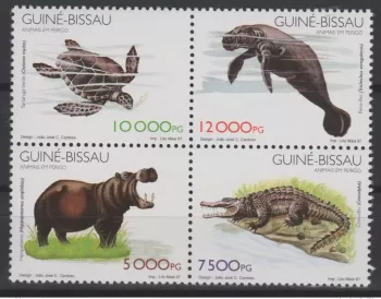 Guinea Bissau 1997 Mi. 1249 - 1251 Endangered Fauna Mammals Block of 4 stamps