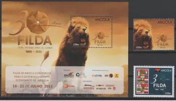 Angola 2013 Mi. 1876 1877 Bl. 140 30 Anos FILDA Lion Löwe fauna MNH RARE