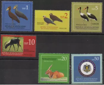 Südsudan 2012 Mi. 3-8 Fauna Vögel Wappen 9th 1-50 SSP postfrisch