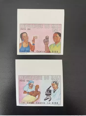 Mali 1994 Mi. 1323-1324A ND Imperf AIDS-Bekämpfung 2 Werte postfrisch**