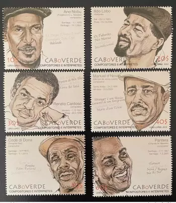 Cabo Verde 2012 Mi. 996 - 1001 Compositores Interpretes Composers Music Musique