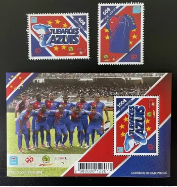Cabo Verde 2012 Mi. 1018 - 1019 Bl. 45 Football Tubaroes Azul CAN Africa 2013