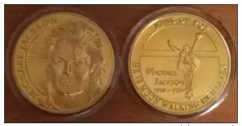 MICHAEL JACKSON MEDAILLE DOREE VERGOLDET KING OF POP MÜNZE GOLD model 2