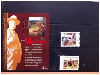 PORTUGAL 2005 JOSE MALHOA MALER / 1 Block + 2 Briefmarken
