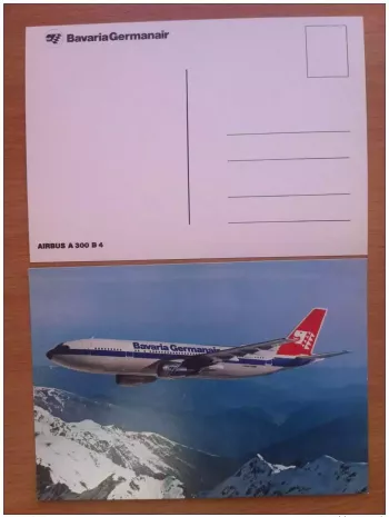 FRANCE POSTCARD BAVARIA GERMANAIR AIRBUS A300 B4 PLANE FLUGZEUG