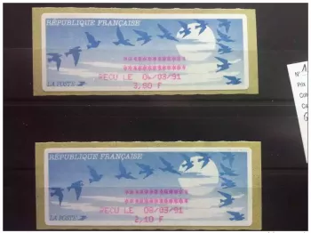 FRANKREICH ATM LISA 1993 YVERT Nr.198b Lila (NANTES) Michel Nr.11.2.d / 2 BELEGE