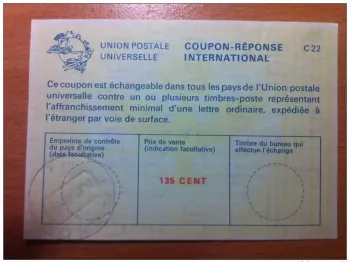 Niederlande 135 Cent 24.08.1977 UPU Weltpostverein INTL ANTWORTSCHEIN C22
