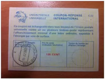 Niederlande 135 Cent 08.07.1977 UPU Weltpostverein ANTWORTSCHEIN C22