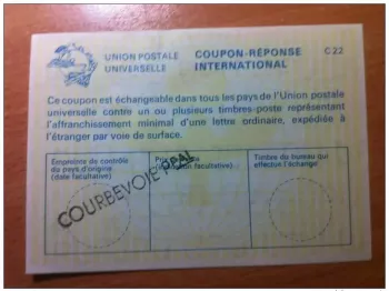 Frankreich COURBEVOIE PPAL UPU Weltpostverein INTERNATIONALER ANTWORTSCHEIN C22