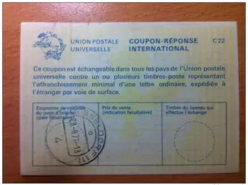 Allemagne Düsseldorf 29.8.1977 UPU COUPON-REPONSE INTERNATIONAL C22 C 22
