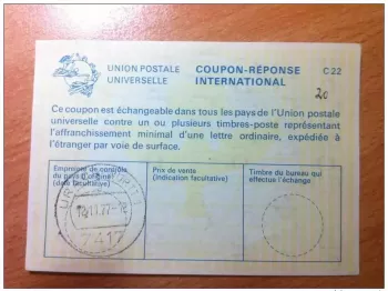 Allemagne Urach Württemberg 12.11.1977 UPU COUPON-REPONSE INTERNATIONAL C22