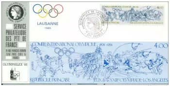 010 Offizielle Karte Ausstellung Olymphilex 1985 Frankreich Olympische Spiele