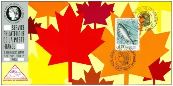 072 Carte officielle Exhibition Montreal 1990 France FDC Poisson Saumon Erable